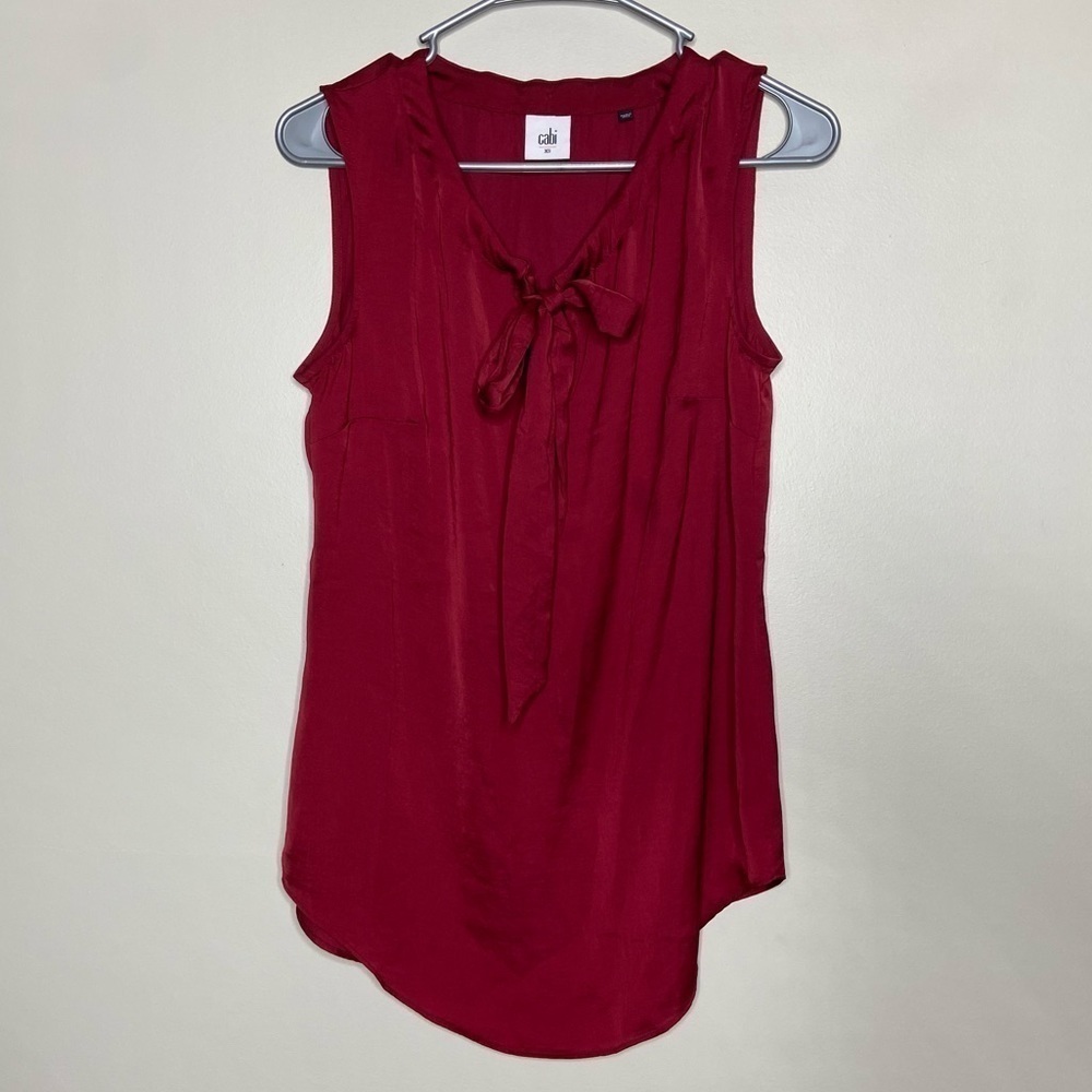 CAbi Cinch Tie Neckline Sleeveless Blouse #3602